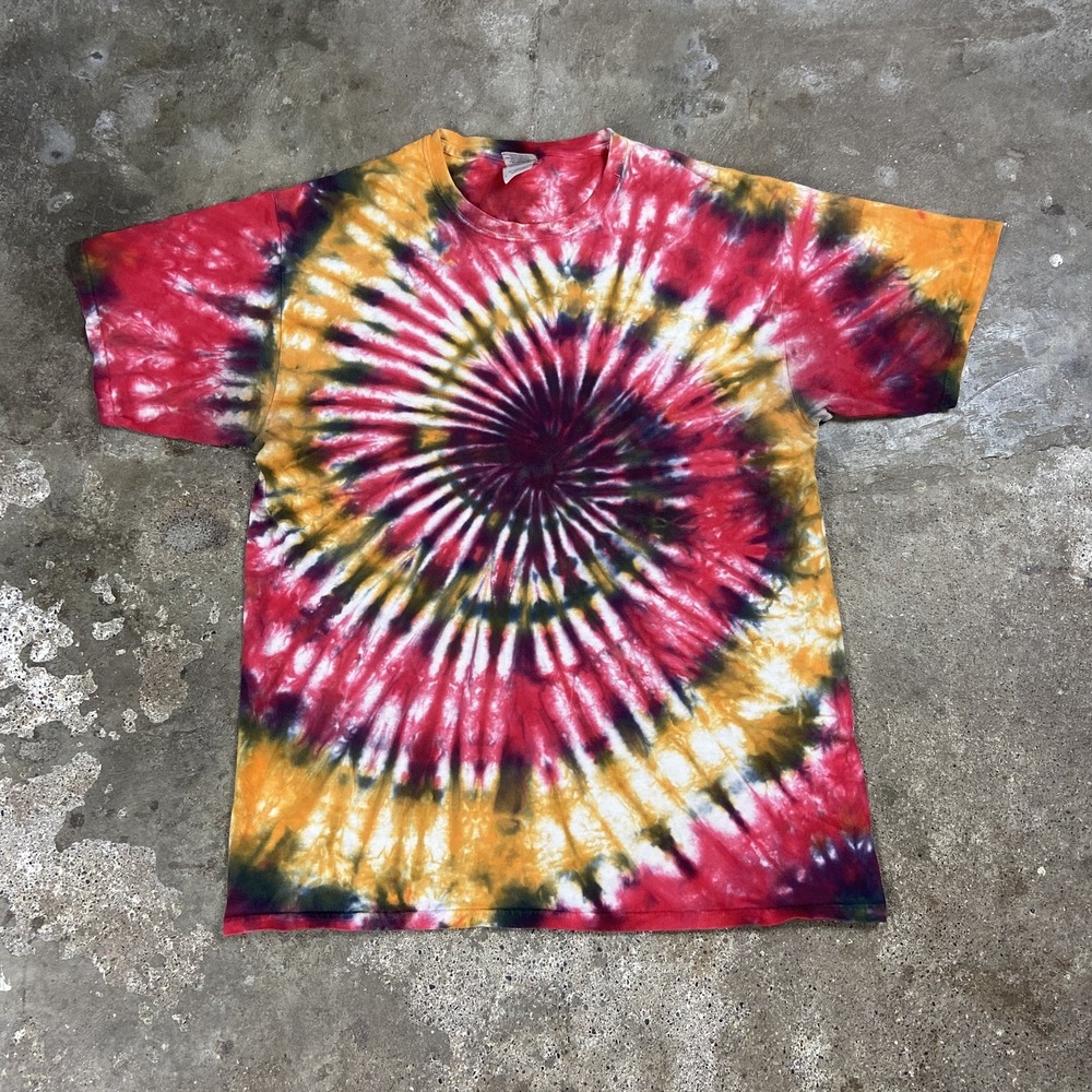 Y2K Gildan Tye Die T-Shirt Size Large Multicolor Short Sleeve Crewneck Blank